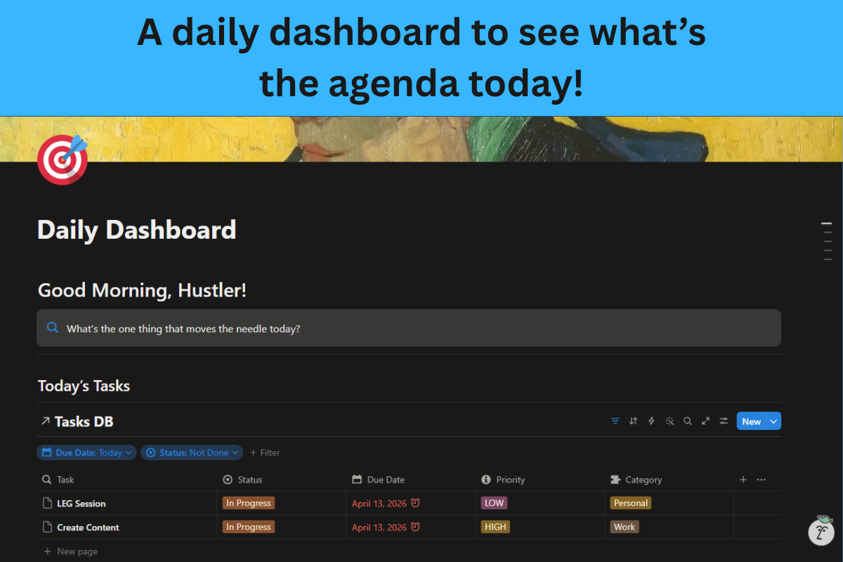 Hustle OS — Notion Productivity System